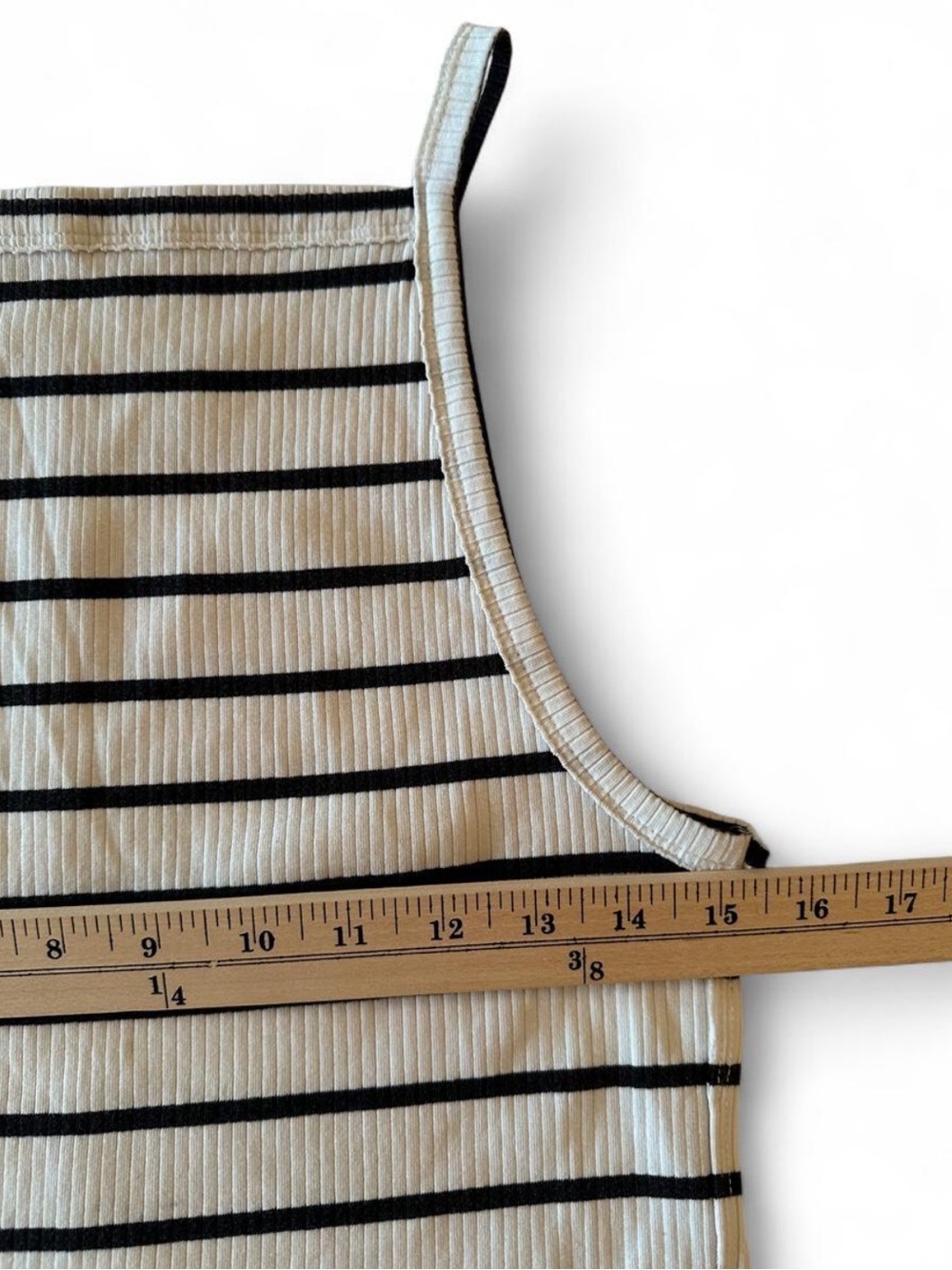 Free People We The Free Mia Striped Ribbed Tank Charcoal Ivory Size L 90s - Picture 7 of 8